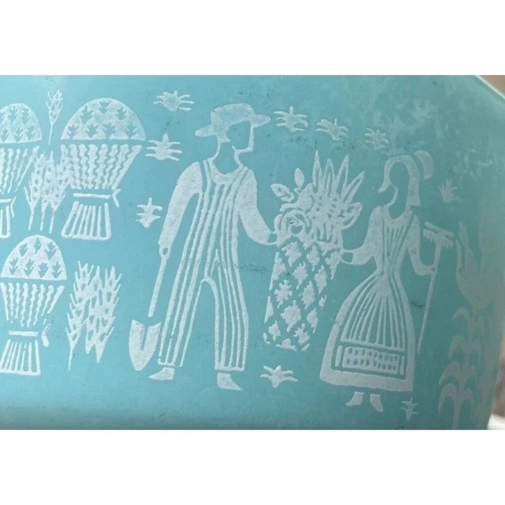 Vintage PYREX #473 Turquoise Blue Amish Butterprint 1 QT Casserole Dish No Lid